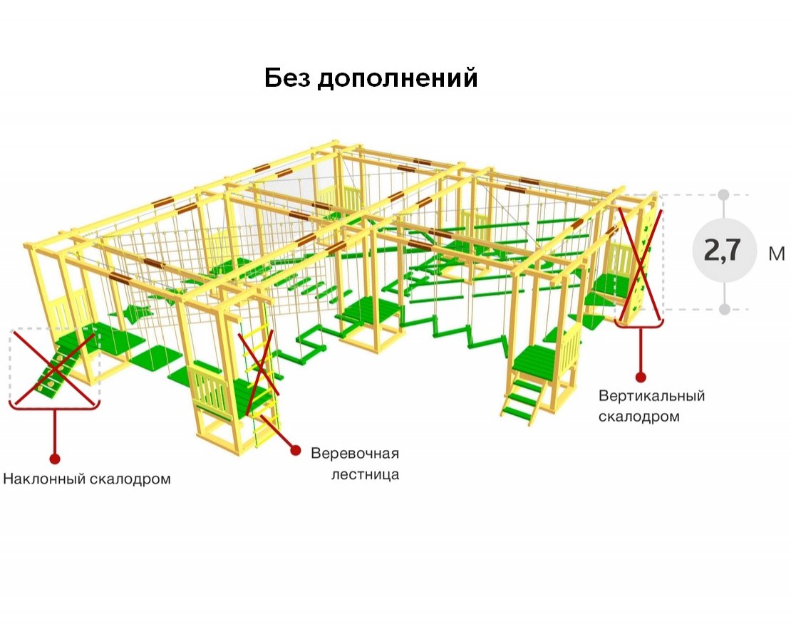 Детский веревочный парк 13 этапов