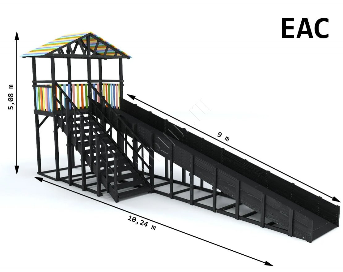 Зимняя горка TORUDA Север - 8/1 (скат 9 м, цвет - чёрный)